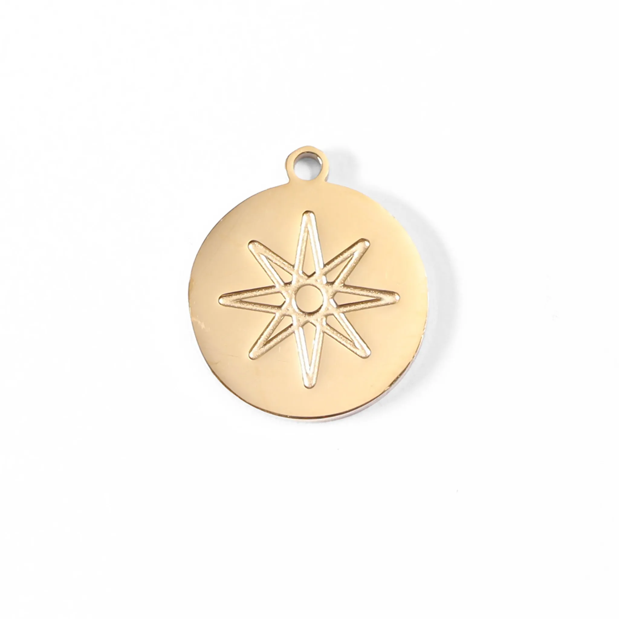 18K Gold PVD Stainless Steel Atomic Circle Charm / PDL0018