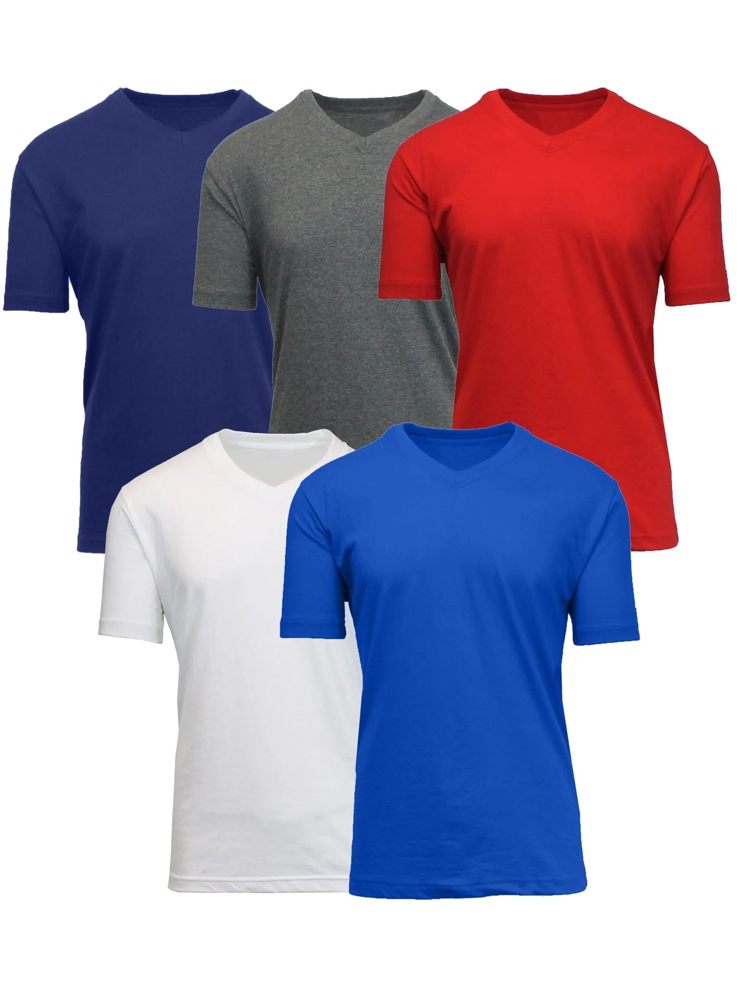 5-Pack Men's Short Sleeve V-Neck Modern Fit Classic Tees (S-3XL)