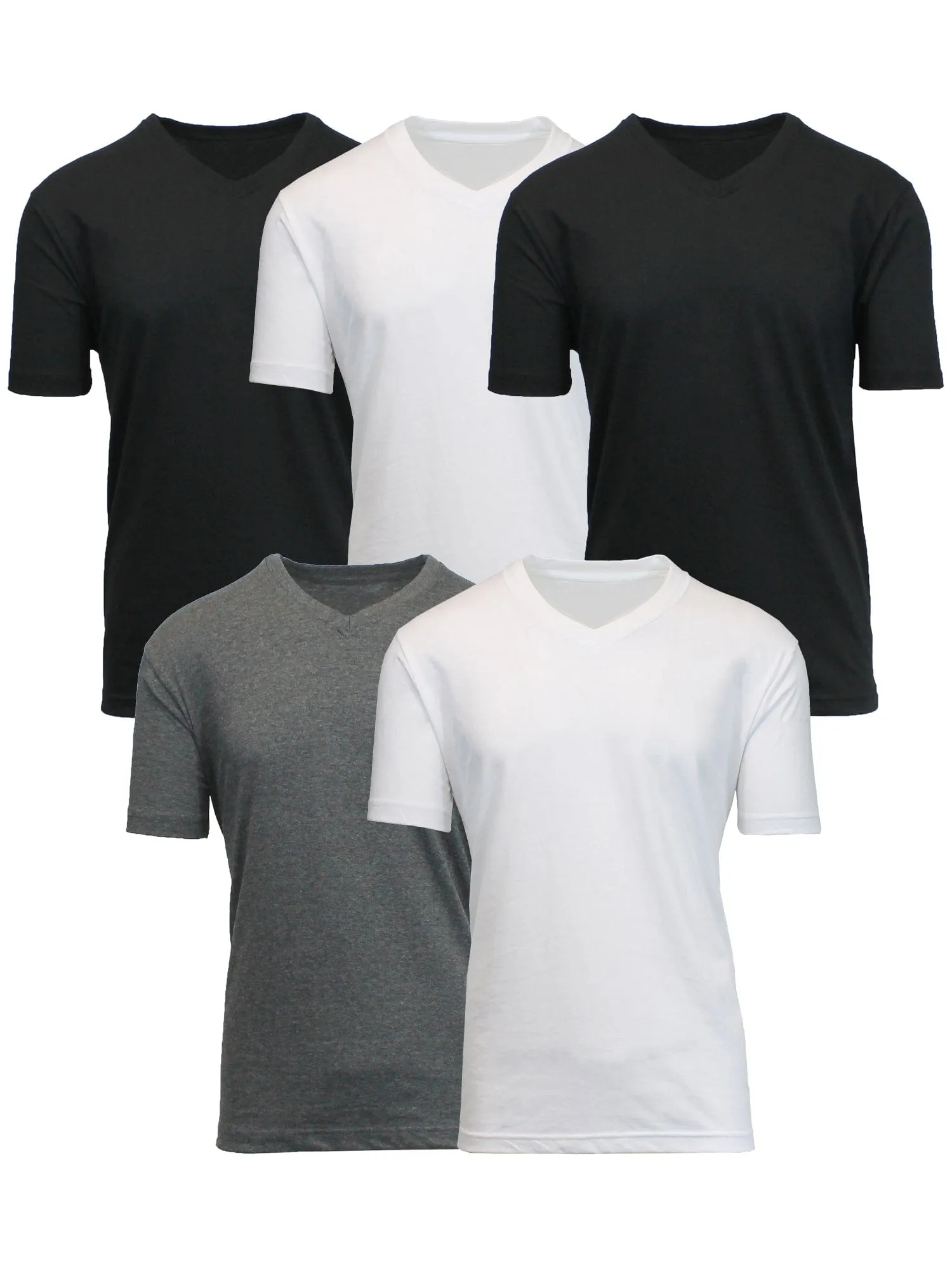 5-Pack Men's Short Sleeve V-Neck Modern Fit Classic Tees (S-3XL)