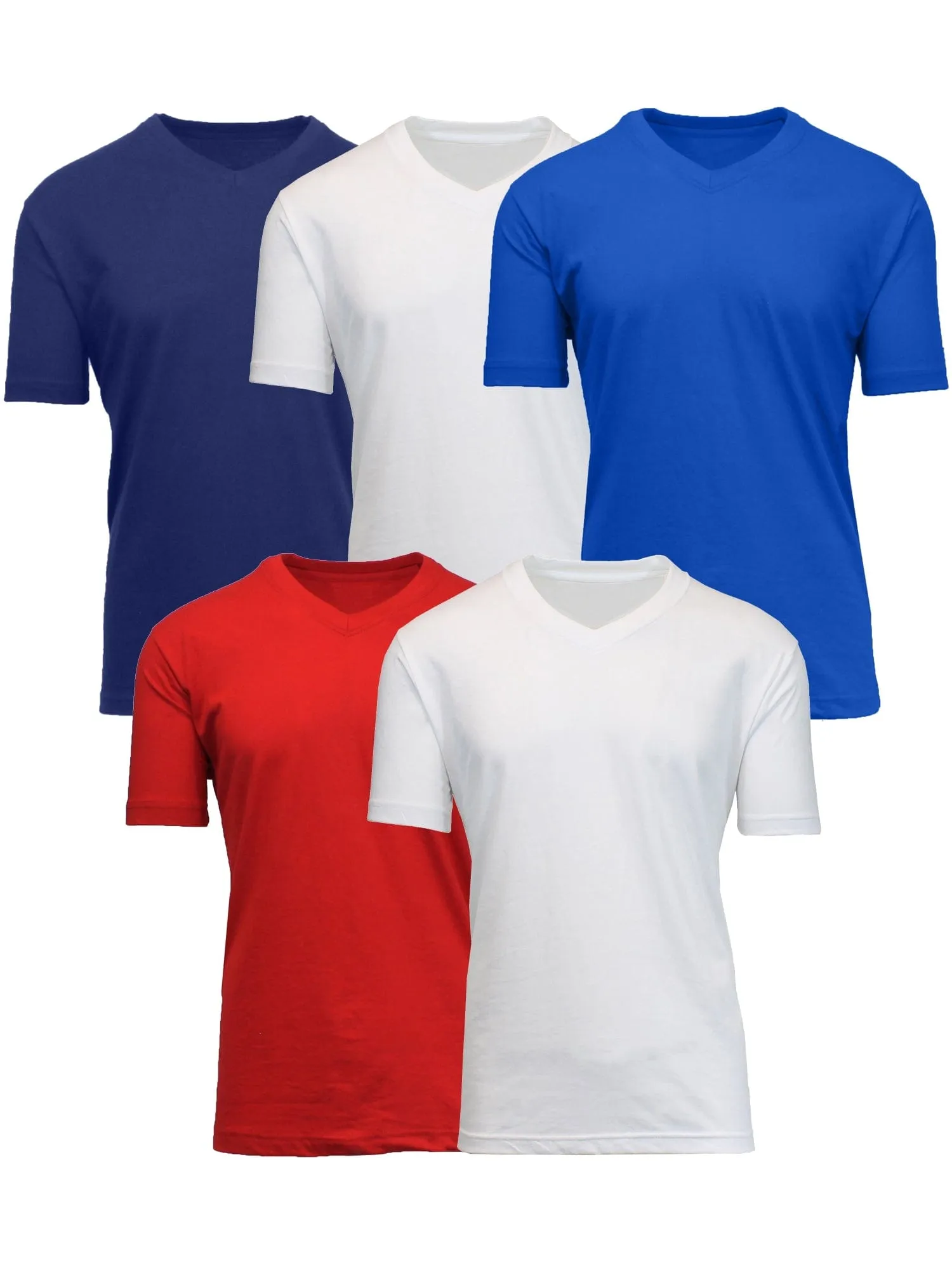 5-Pack Men's Short Sleeve V-Neck Modern Fit Classic Tees (S-3XL)