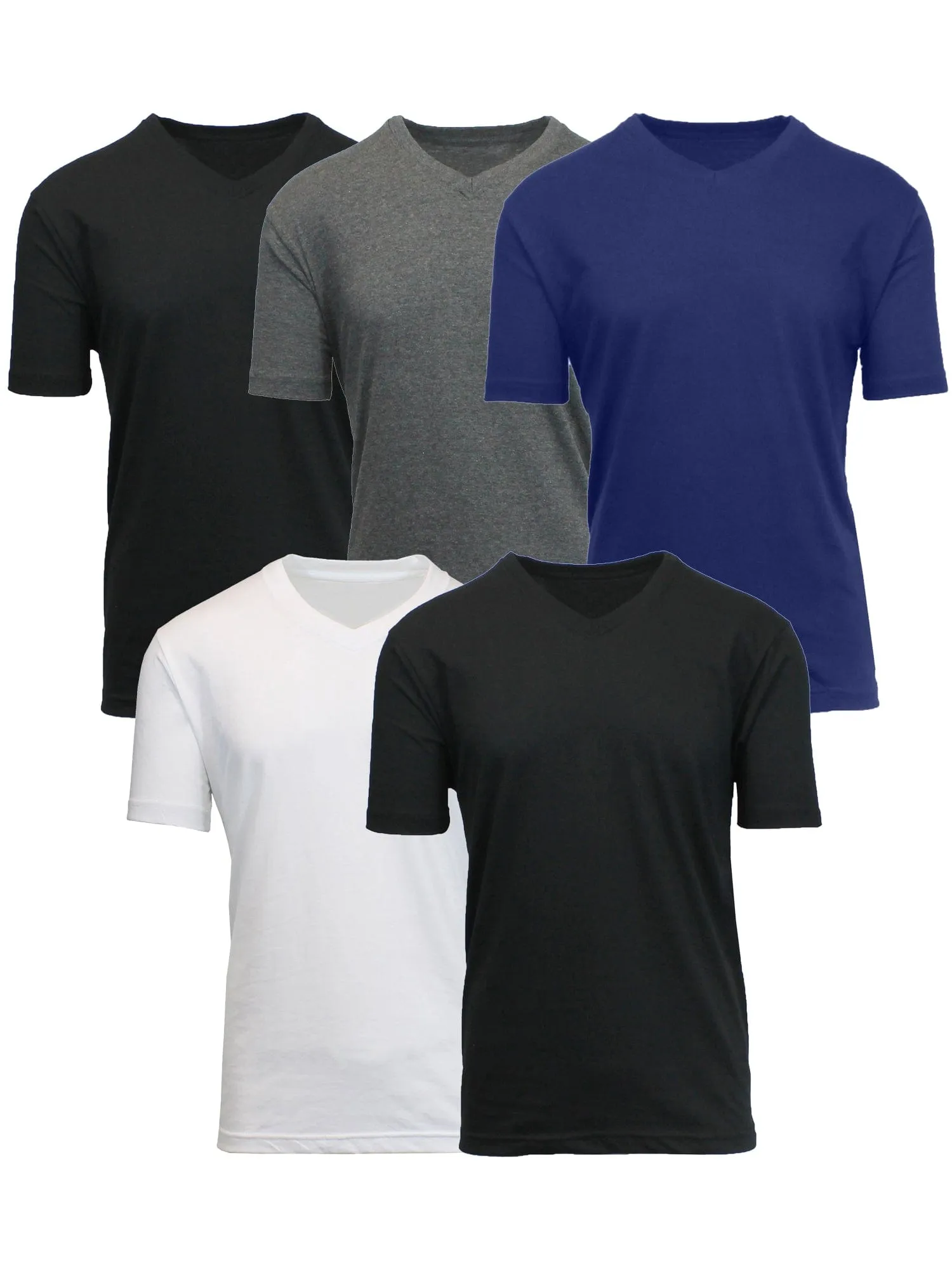 5-Pack Men's Short Sleeve V-Neck Modern Fit Classic Tees (S-3XL)