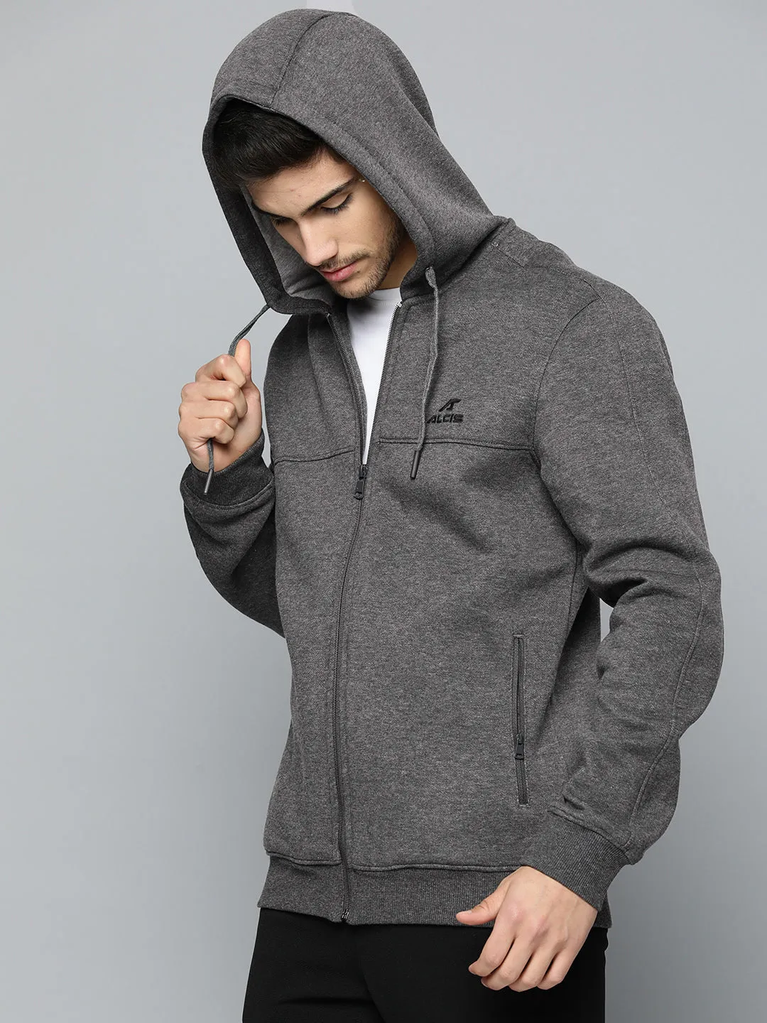 Alcis Men Solid Hooded Sporty Jacket