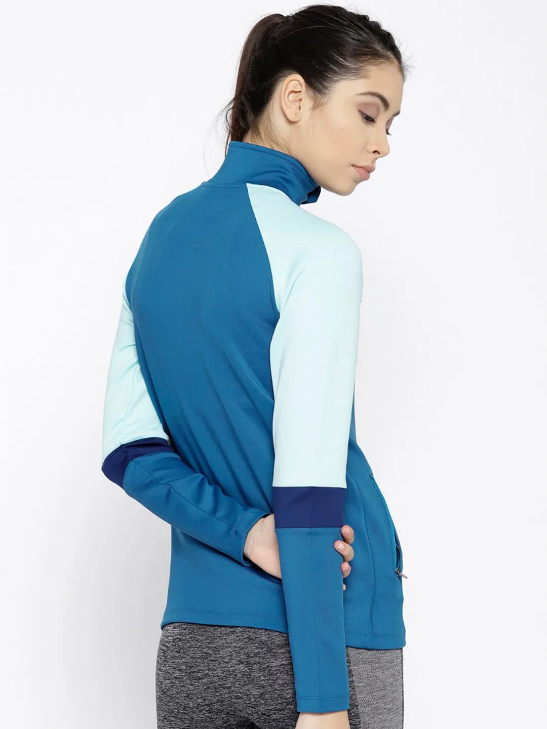 Alcis Women Blue Colourblocked Sporty Jacket