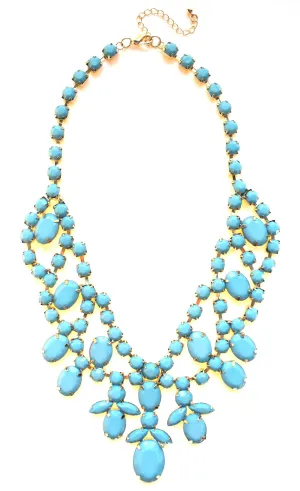 Bold Rhinestone Statement Necklace- Mint