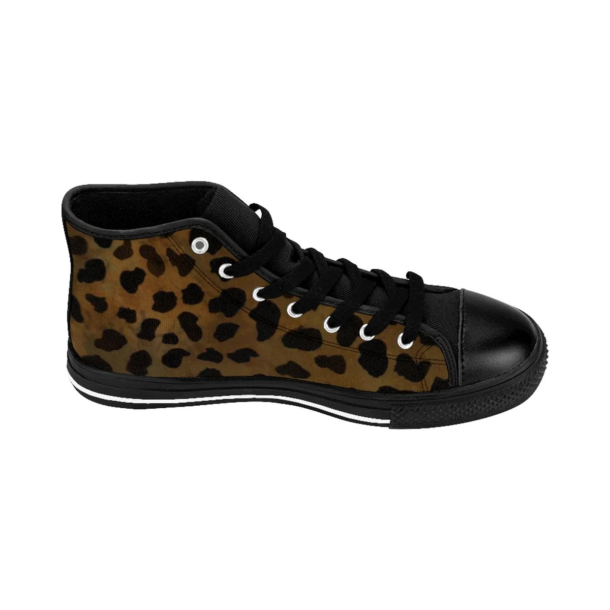 Brown Cheetah Women's Sneakers, Leopard Animal Print  High-top Fashion Tennis Shoes