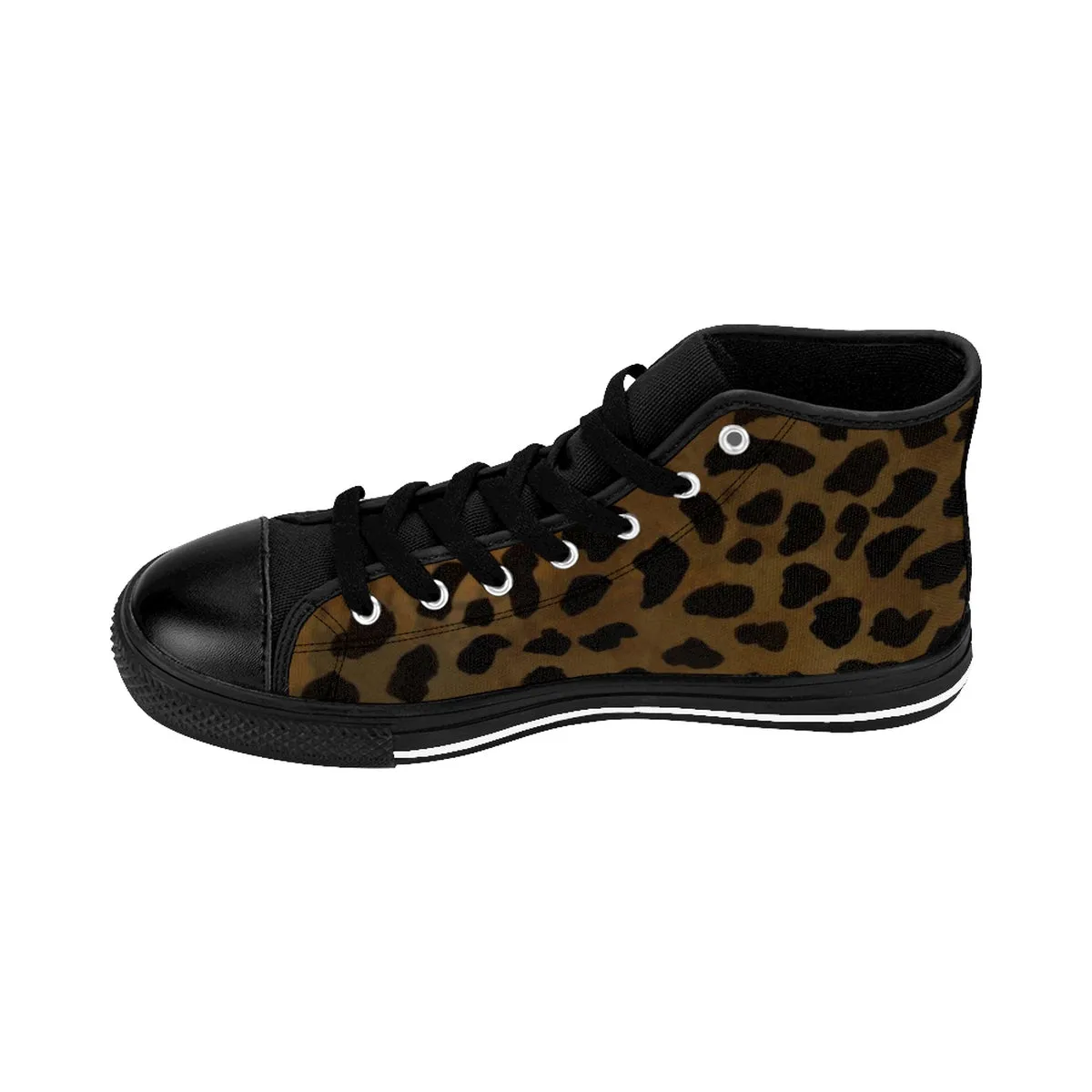 Brown Cheetah Women's Sneakers, Leopard Animal Print  High-top Fashion Tennis Shoes