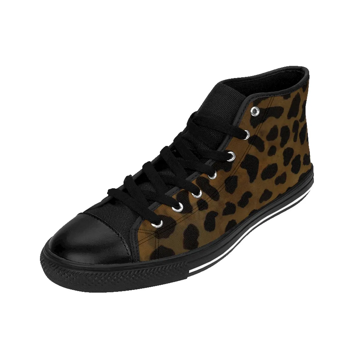 Brown Cheetah Women's Sneakers, Leopard Animal Print  High-top Fashion Tennis Shoes