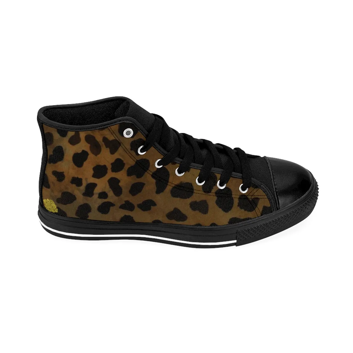 Brown Cheetah Women's Sneakers, Leopard Animal Print  High-top Fashion Tennis Shoes