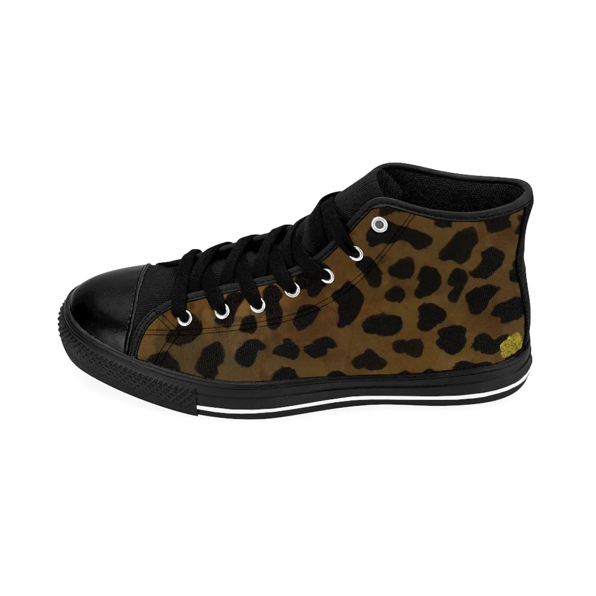 Brown Cheetah Women's Sneakers, Leopard Animal Print  High-top Fashion Tennis Shoes