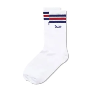 Butter Stripe Socks: White blue/red/blue