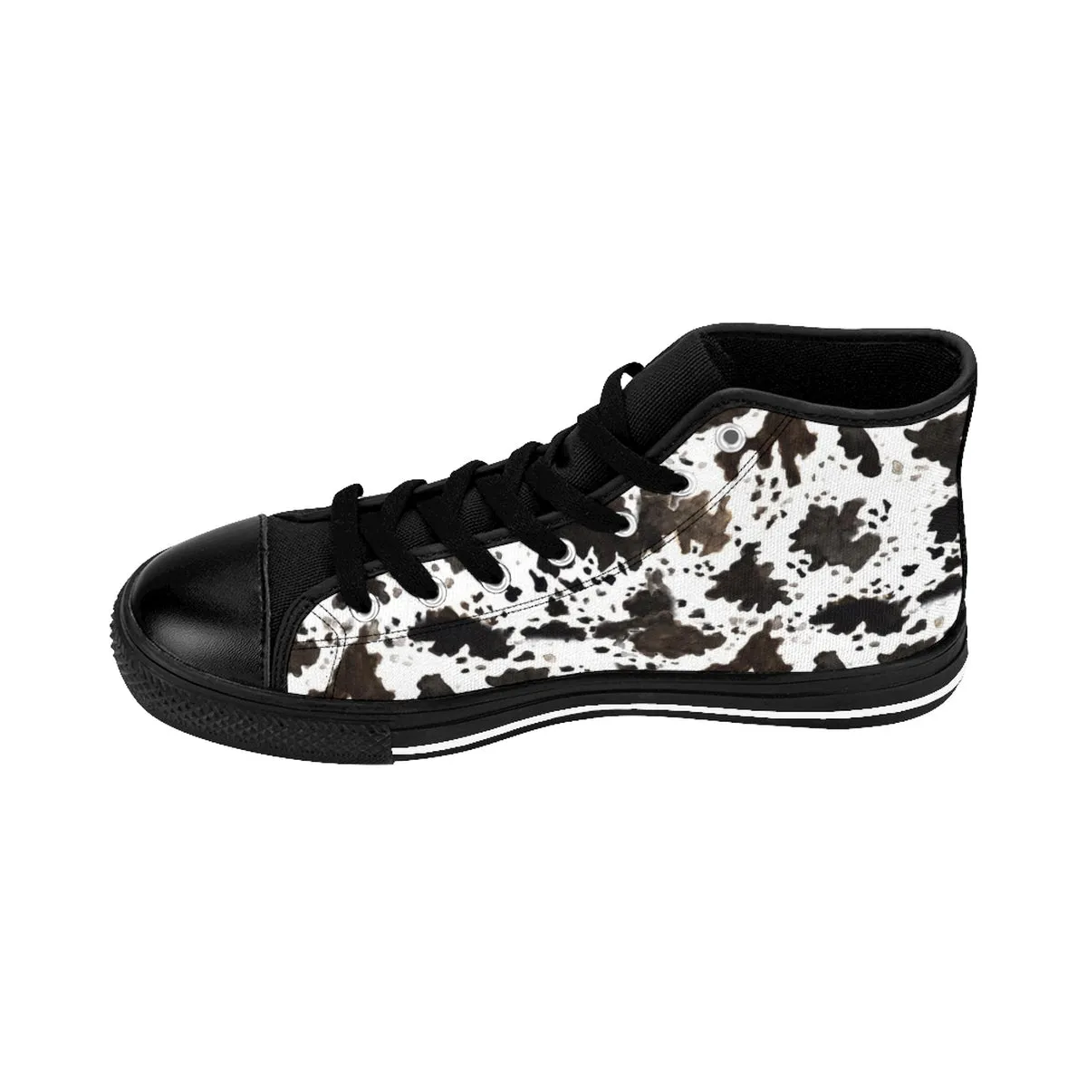 Cow Print Women's Sneakers, Brown High Performance Women's High-Top Running Shoes