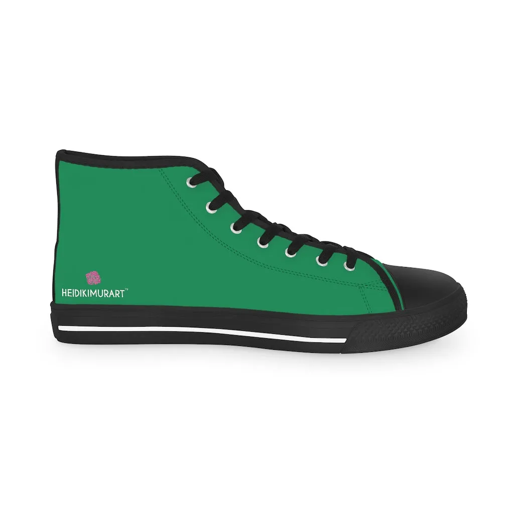 Dark Green Men's High Tops, Modern Minimalist Best Men's High Top Sneakers (US Size: 5-14)