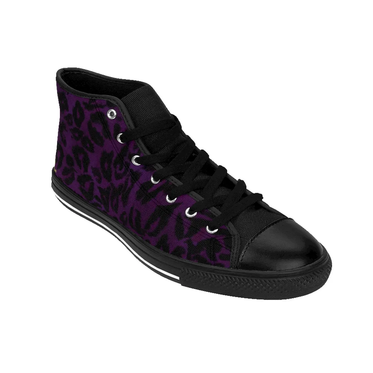 Dark Purple Leopard Sneakers, Animal Print Premium High-top Fashion Running Shoes For Men  (US Size: 6-14)