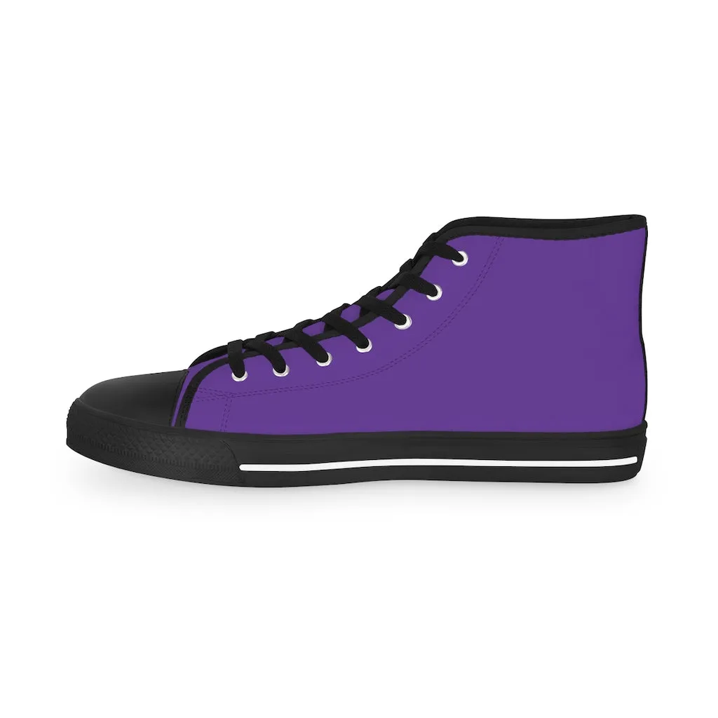 Dark Purple Men's High Tops, Modern Minimalist Best Men's High Top Sneakers  (US Size: 5-14)