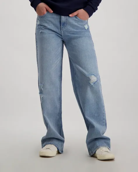 Girl's Bry Denim Loose Fit Bry Jeans - Stone Bleached Damaged