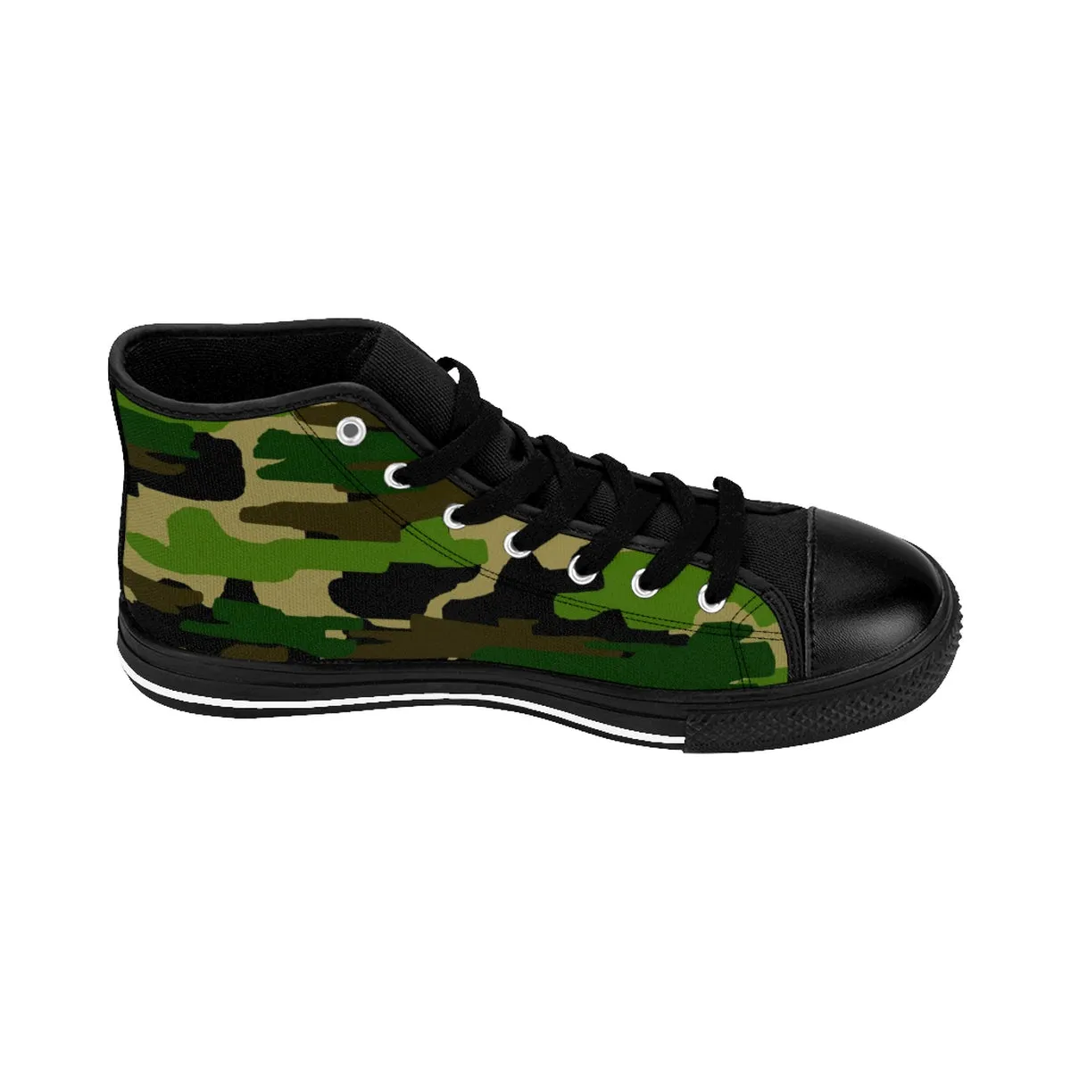 Green Camo Women's Sneakers, Military Army Camouflage Print High Top Sneakers Shoes