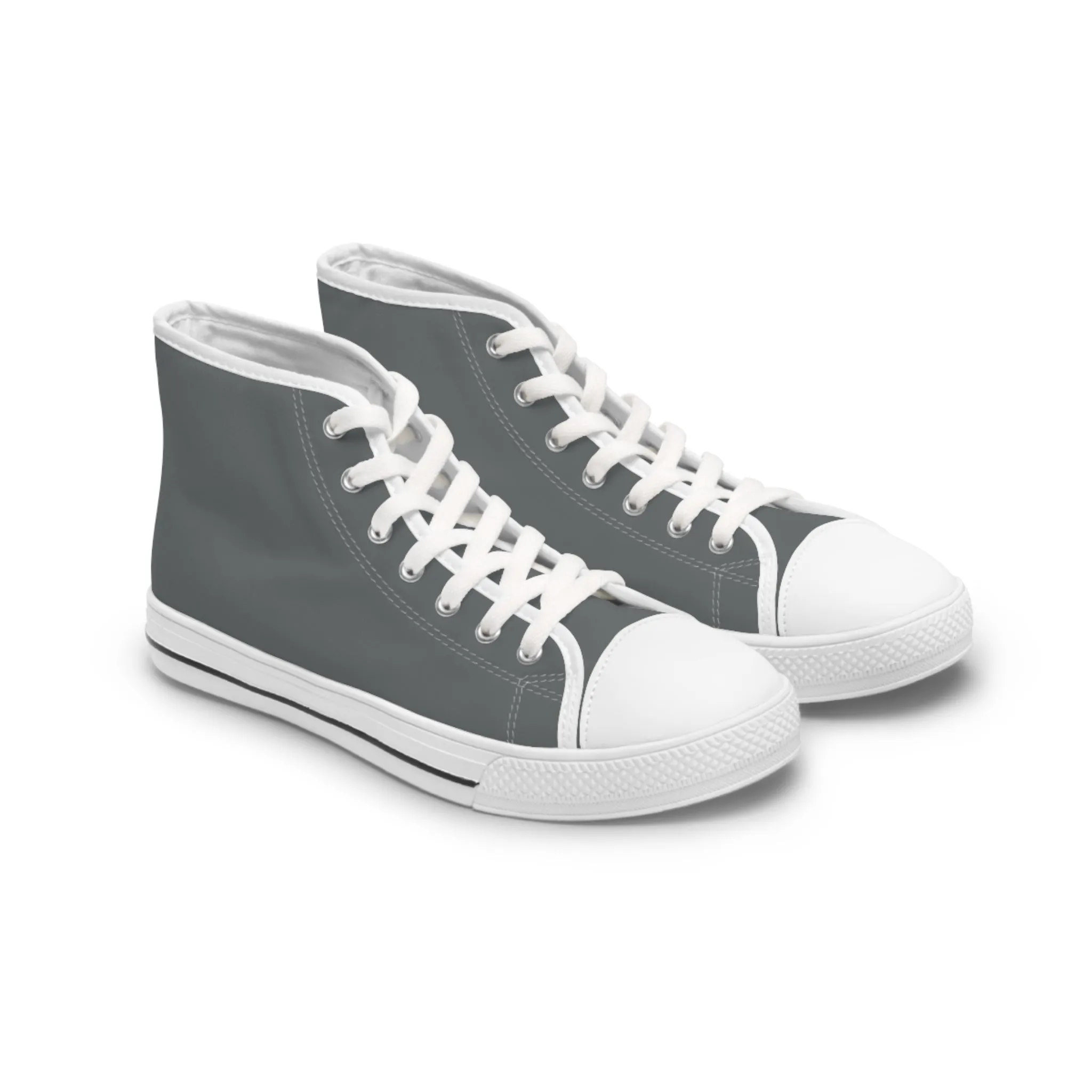 Grey Color Ladies' High Tops, Solid Grey Color Best Women's High Top Sneakers Tennis Shoes (US Size: 5.5-12)