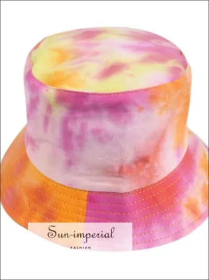 Hot Pink and orange Paint Splash Print Reversible Black White Cow Pattern Women Bucket Hat