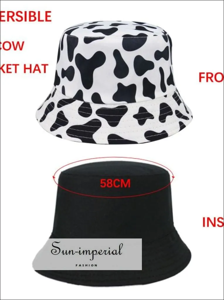 Hot Pink and orange Paint Splash Print Reversible Black White Cow Pattern Women Bucket Hat