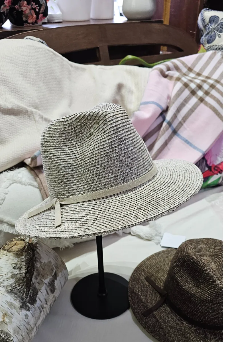 Laze Flexi Panama Leather Band Woven Wide Brim Sun hat