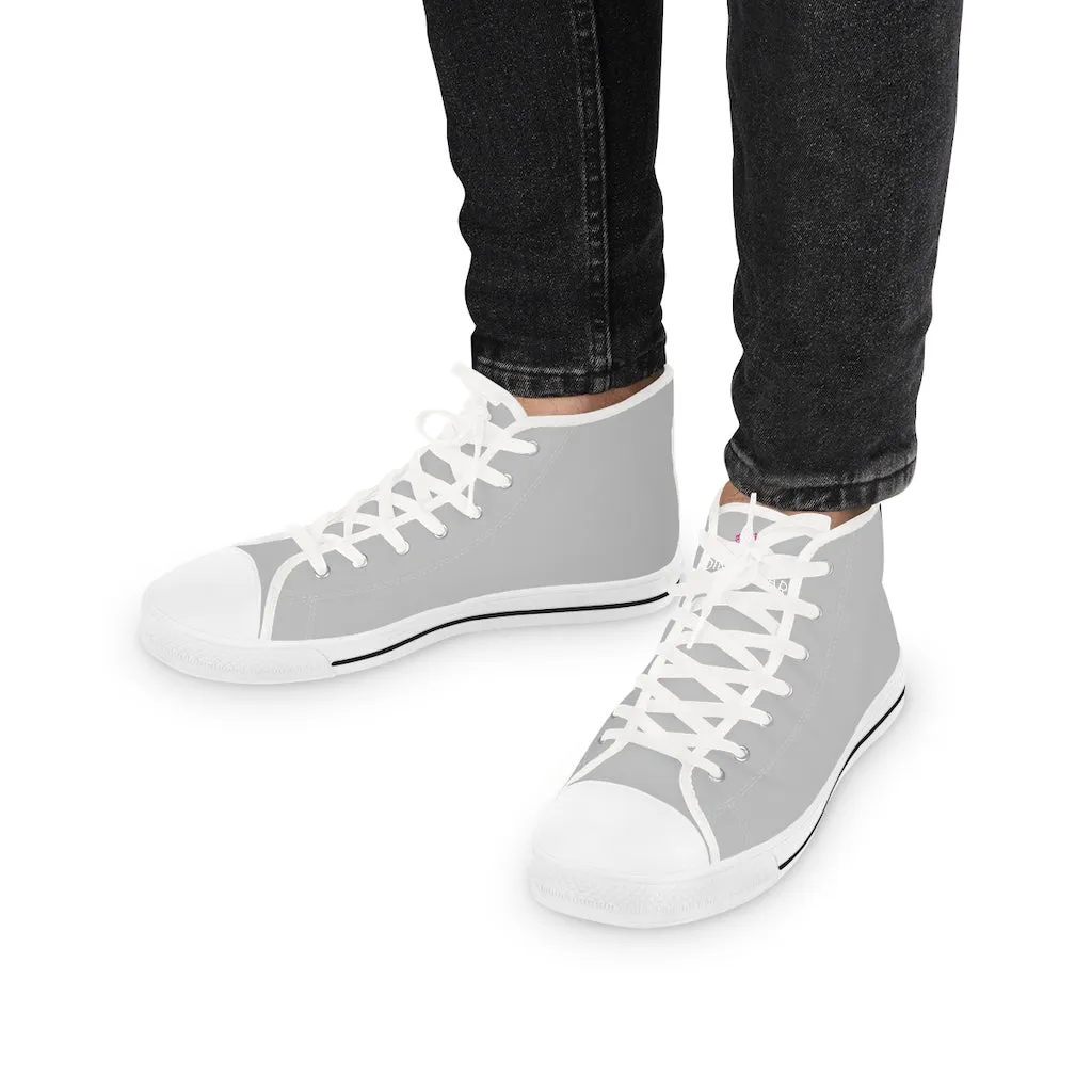 Light Grey Men's High Tops, Modern Minimalist Best Men's High Top Sneakers (US Size: 5-14)