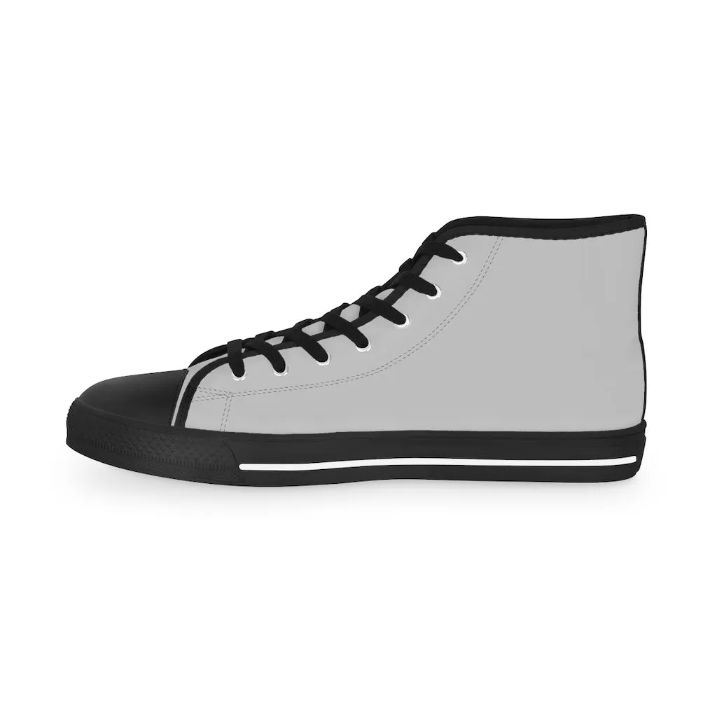 Light Grey Men's High Tops, Modern Minimalist Best Men's High Top Sneakers (US Size: 5-14)