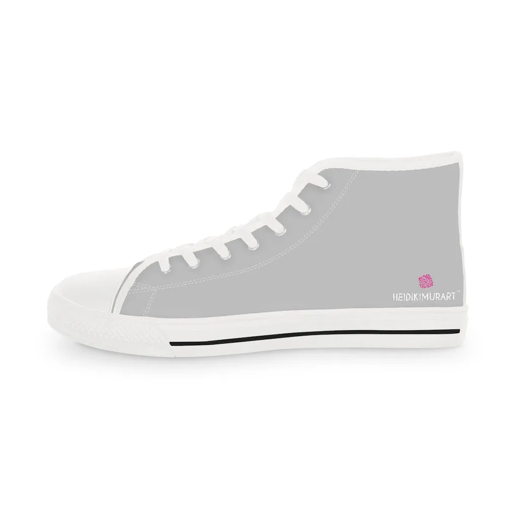 Light Grey Men's High Tops, Modern Minimalist Best Men's High Top Sneakers (US Size: 5-14)