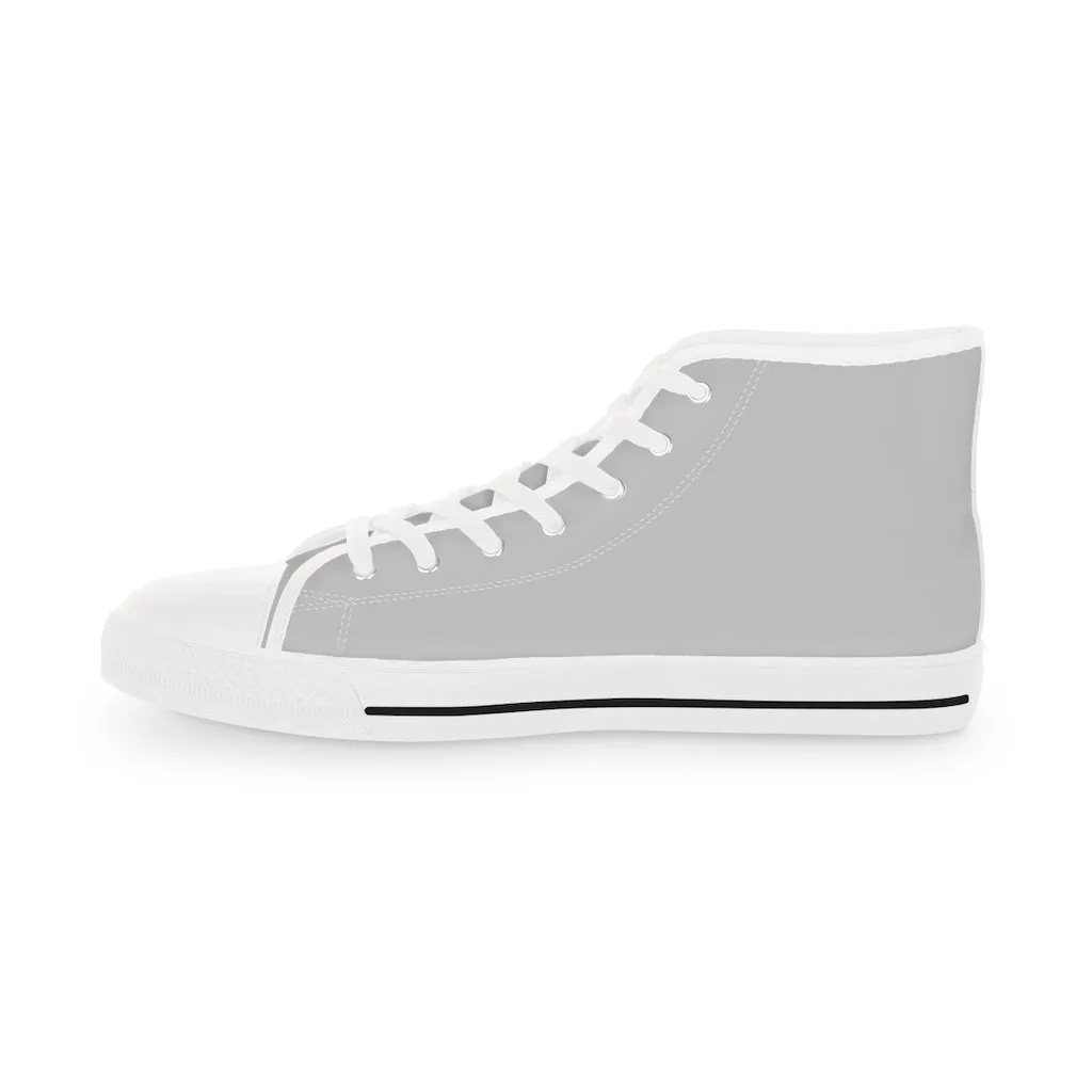 Light Grey Men's High Tops, Modern Minimalist Best Men's High Top Sneakers (US Size: 5-14)