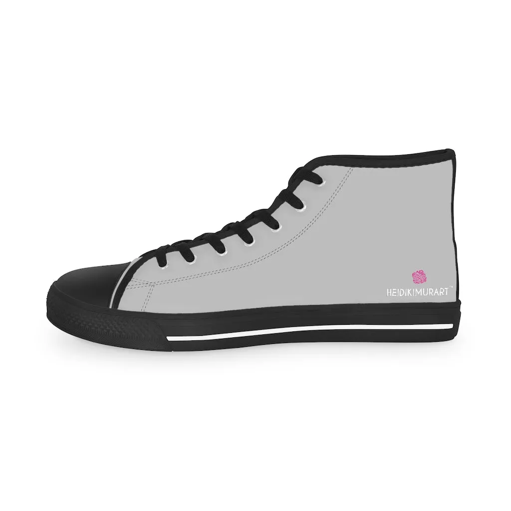 Light Grey Men's High Tops, Modern Minimalist Best Men's High Top Sneakers (US Size: 5-14)