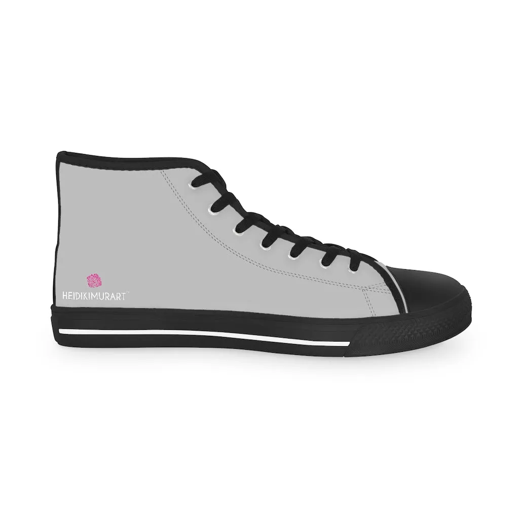 Light Grey Men's High Tops, Modern Minimalist Best Men's High Top Sneakers (US Size: 5-14)