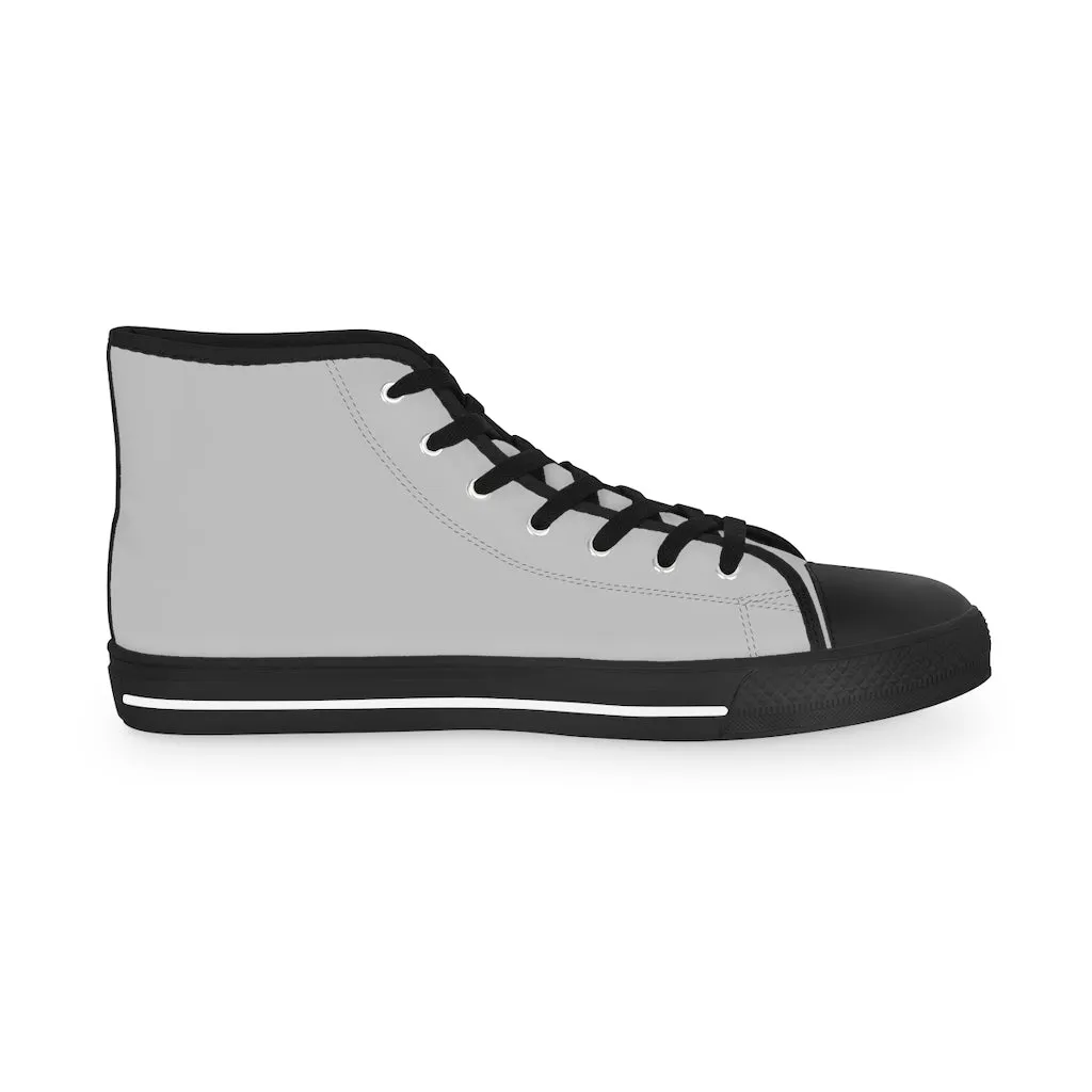 Light Grey Men's High Tops, Modern Minimalist Best Men's High Top Sneakers (US Size: 5-14)