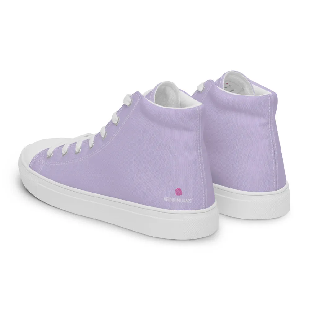 Light Purple Men's High Tops, Solid Pale Purple Color Men’s High Top Canvas Sneaker Shoes (US Size: 5-13)