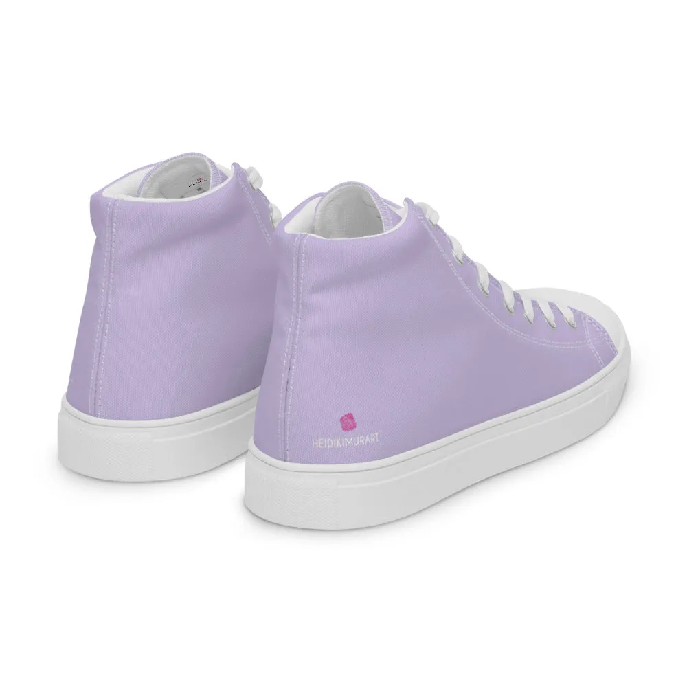 Light Purple Men's High Tops, Solid Pale Purple Color Men’s High Top Canvas Sneaker Shoes (US Size: 5-13)