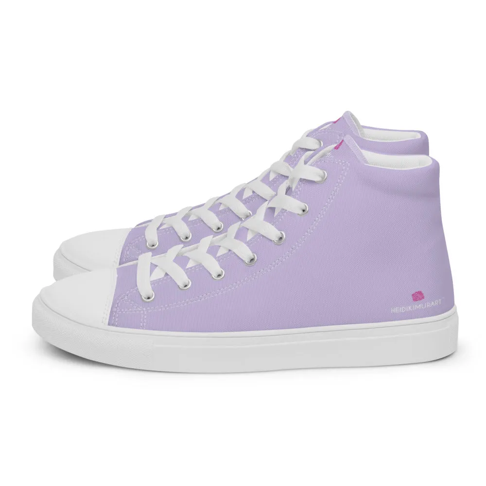 Light Purple Men's High Tops, Solid Pale Purple Color Men’s High Top Canvas Sneaker Shoes (US Size: 5-13)