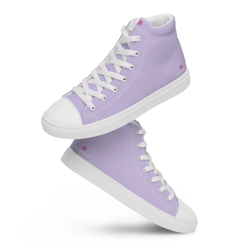 Light Purple Men's High Tops, Solid Pale Purple Color Men’s High Top Canvas Sneaker Shoes (US Size: 5-13)