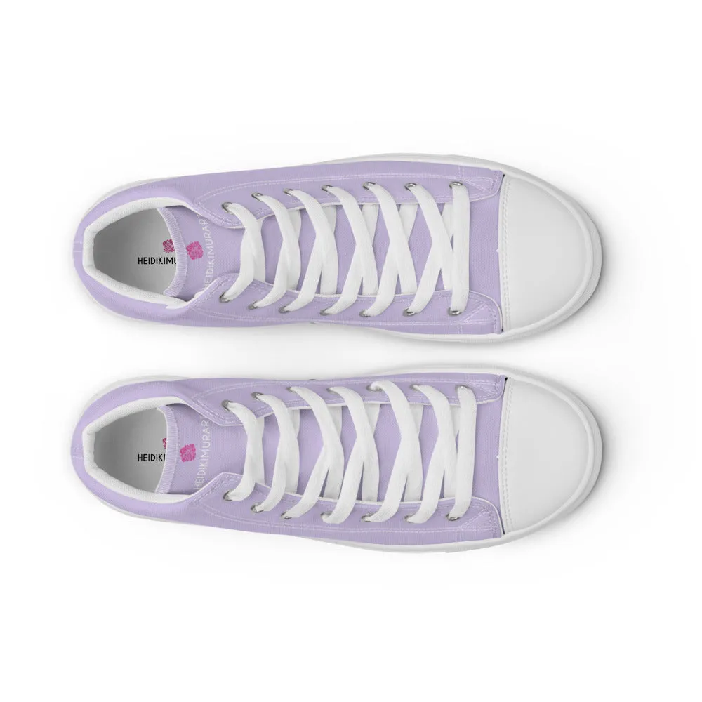 Light Purple Men's High Tops, Solid Pale Purple Color Men’s High Top Canvas Sneaker Shoes (US Size: 5-13)