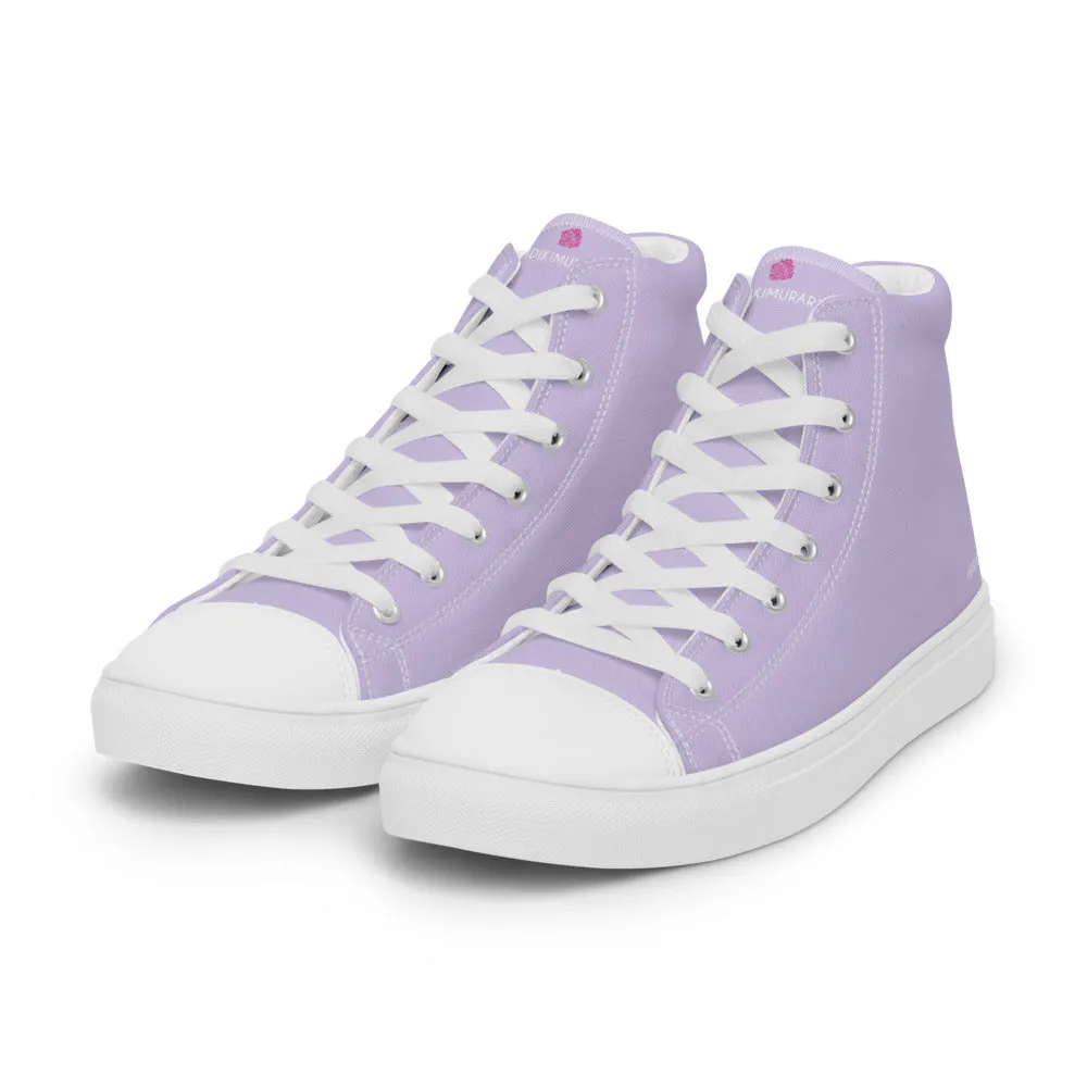 Light Purple Men's High Tops, Solid Pale Purple Color Men’s High Top Canvas Sneaker Shoes (US Size: 5-13)