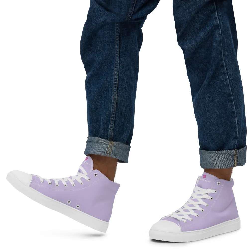 Light Purple Men's High Tops, Solid Pale Purple Color Men’s High Top Canvas Sneaker Shoes (US Size: 5-13)