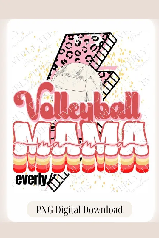 Lighting Bolt Volleyball Mama Design PNG Download