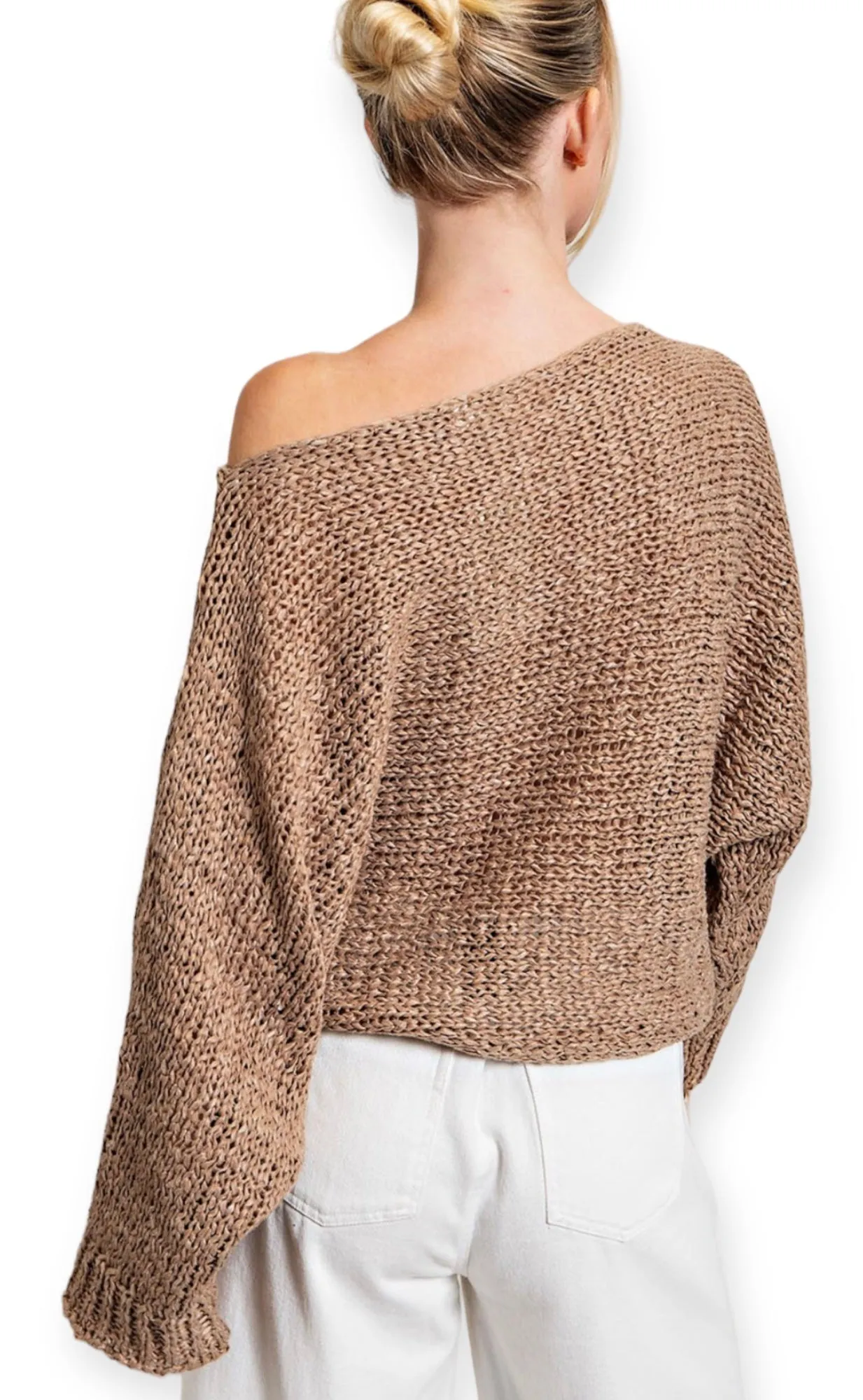 Lily's Loose Fit Knit Sweater Top- Mocha