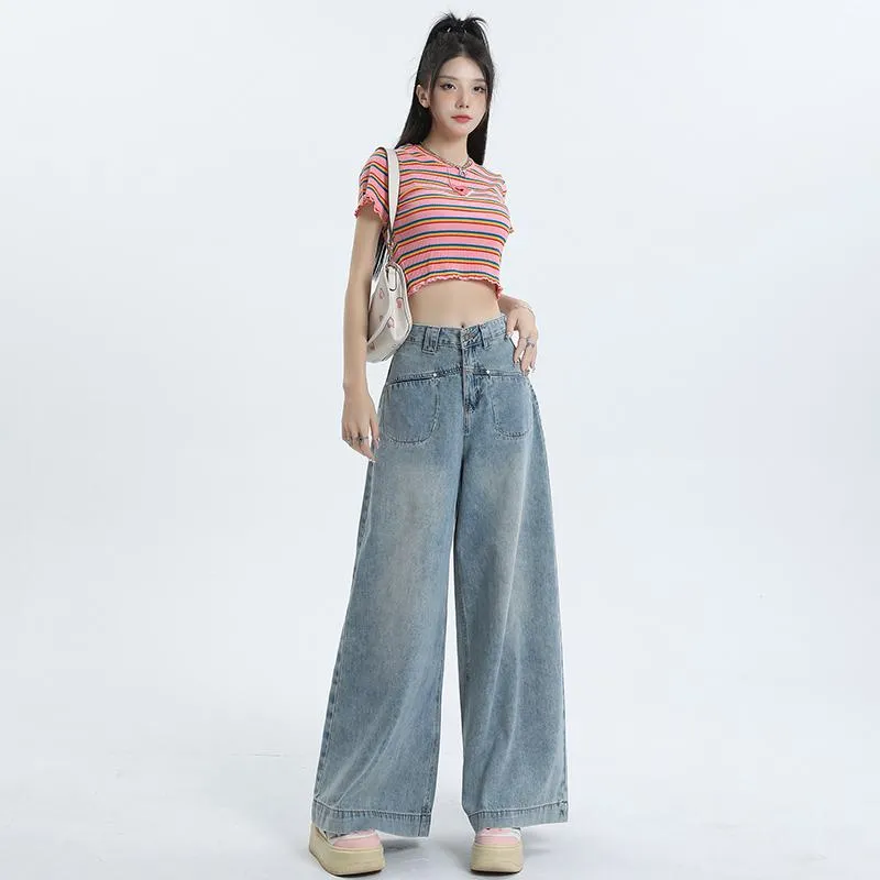 Loose Fit Wide-Leg Versatile High-Waisted Flare Leg Jeans