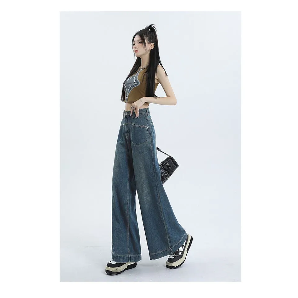 Loose Fit Wide-Leg Versatile High-Waisted Flare Leg Jeans