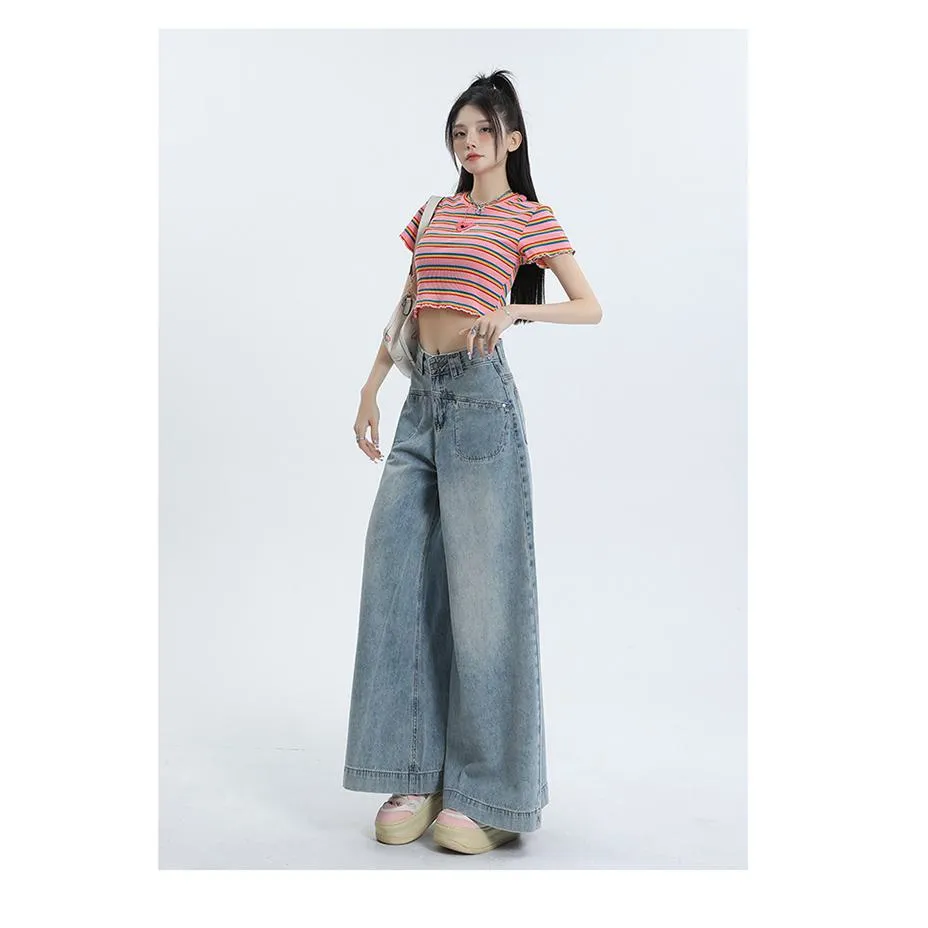 Loose Fit Wide-Leg Versatile High-Waisted Flare Leg Jeans