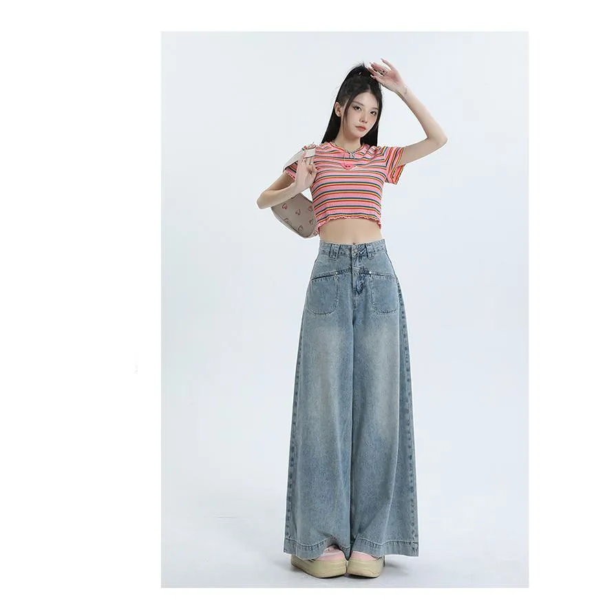 Loose Fit Wide-Leg Versatile High-Waisted Flare Leg Jeans