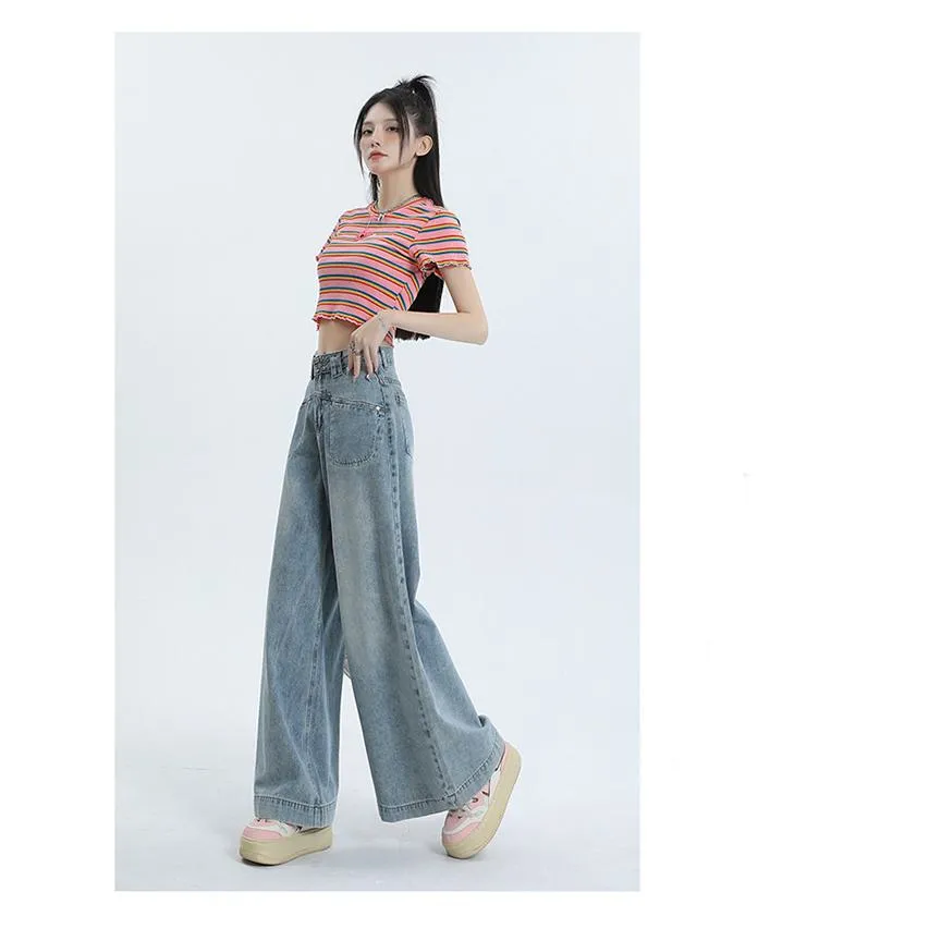 Loose Fit Wide-Leg Versatile High-Waisted Flare Leg Jeans