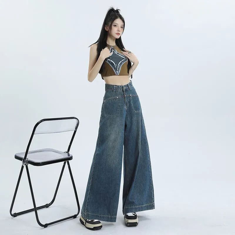 Loose Fit Wide-Leg Versatile High-Waisted Flare Leg Jeans