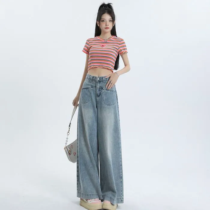 Loose Fit Wide-Leg Versatile High-Waisted Flare Leg Jeans