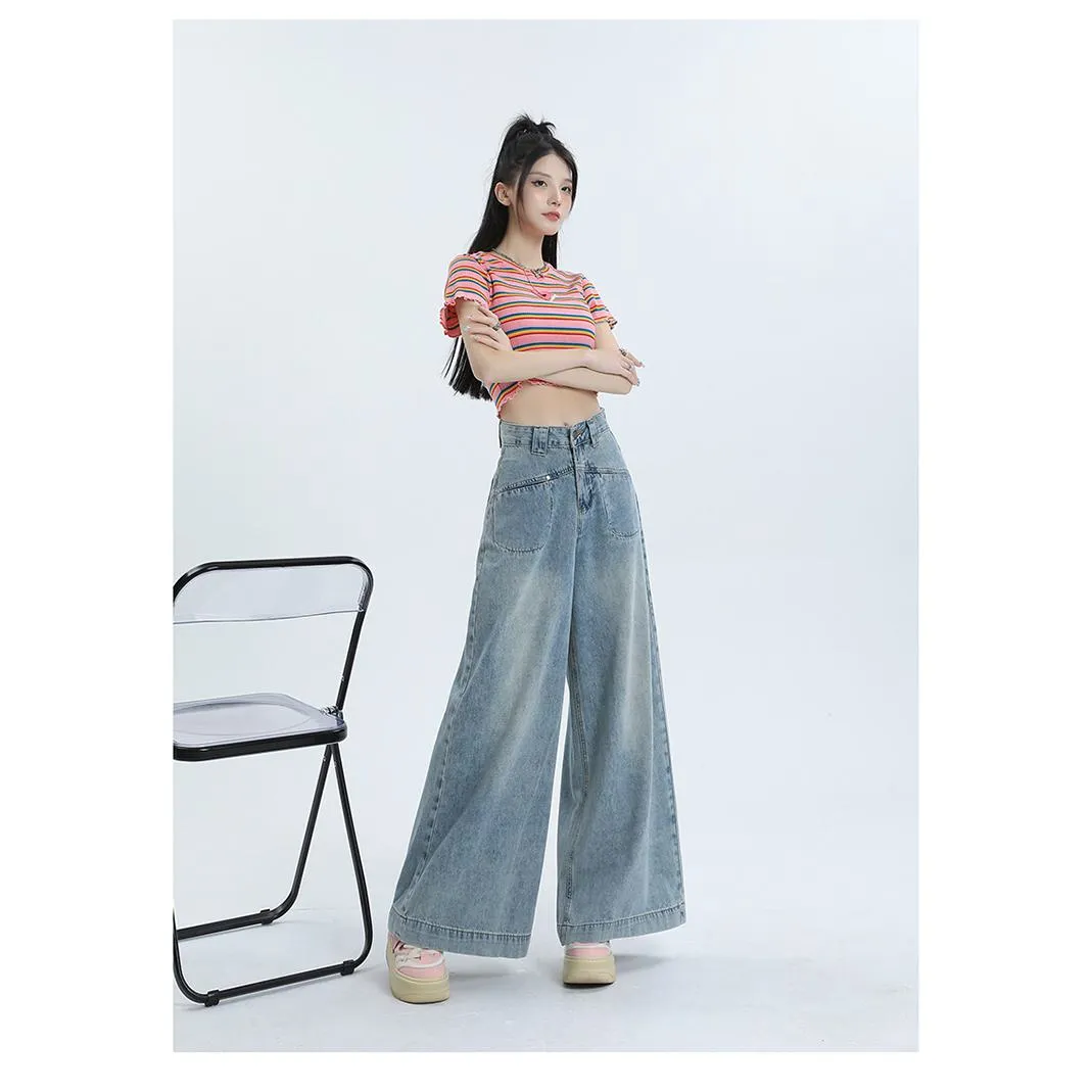 Loose Fit Wide-Leg Versatile High-Waisted Flare Leg Jeans