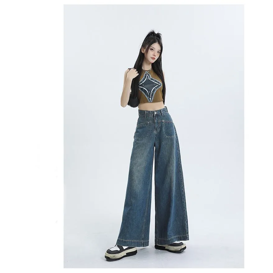 Loose Fit Wide-Leg Versatile High-Waisted Flare Leg Jeans