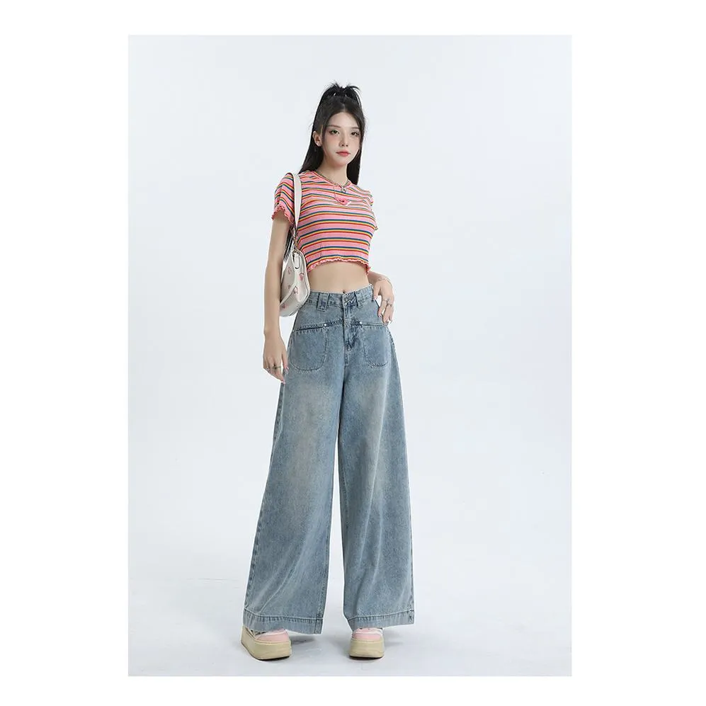 Loose Fit Wide-Leg Versatile High-Waisted Flare Leg Jeans